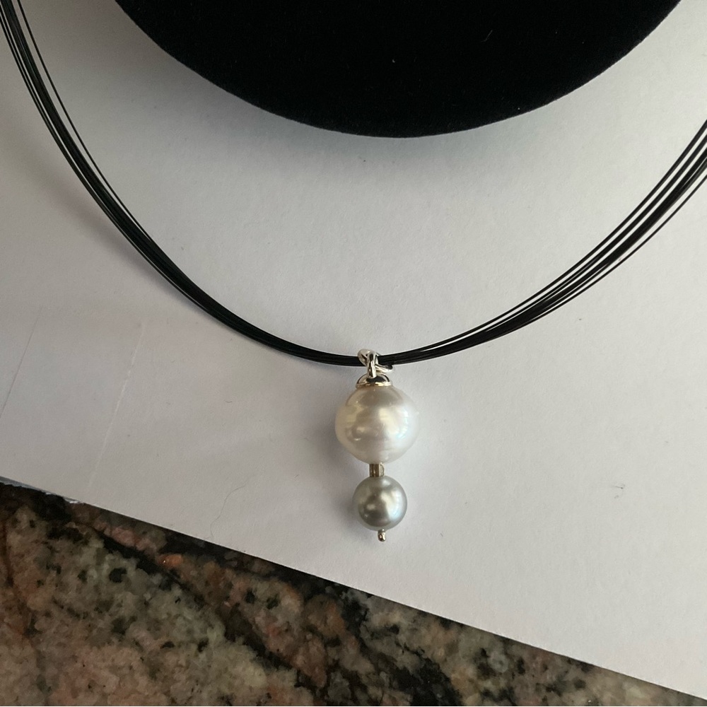 Authentic Jola South Sea White Pearl with Gray Pearl Pendant